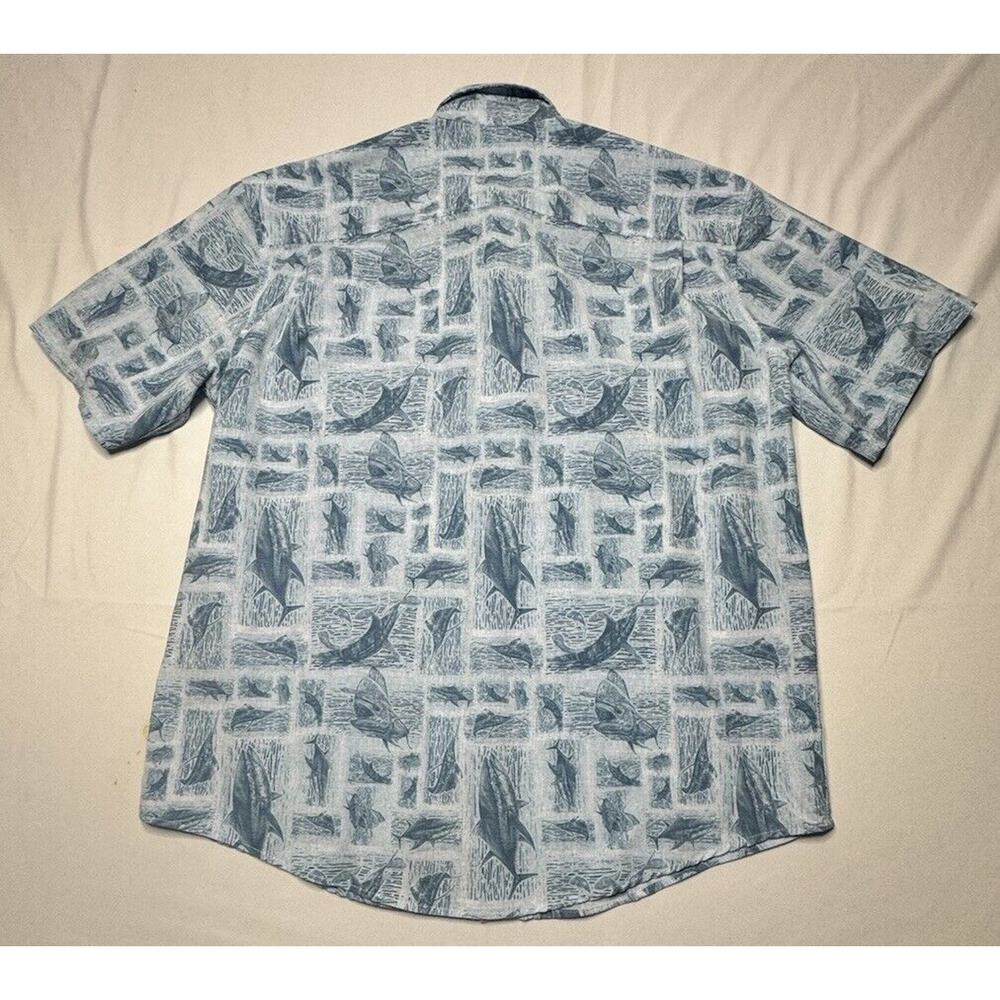 Huk Men's Short Sleeve Blue Fish Print Button Up Shirt - Size M* - Picture 2 of 5